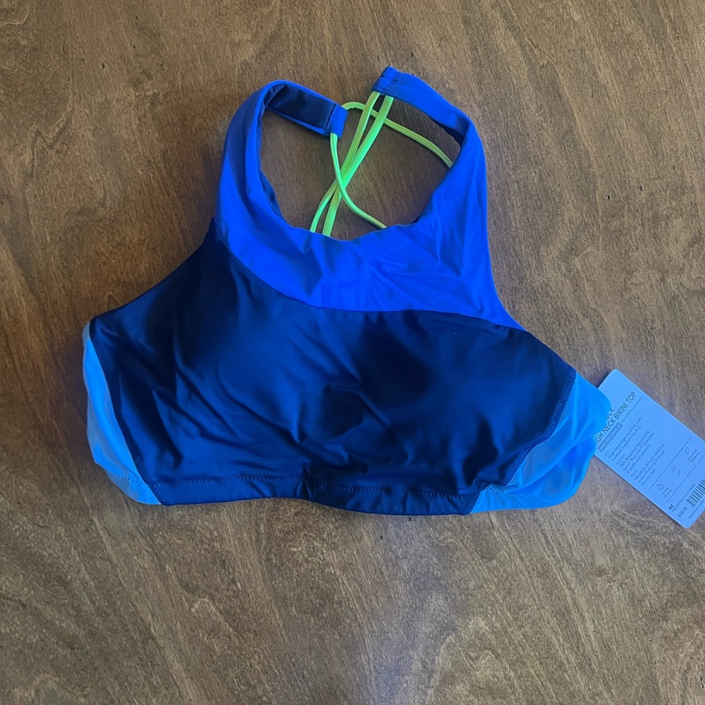 athleta freestyle colorblock high neck bikini top - size M *TAGS ON*
